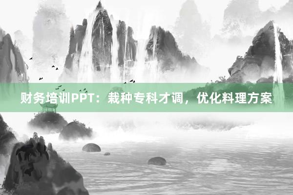 财务培训PPT：栽种专科才调，优化料理方案